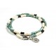 Bracelet double tour Matubo Picasso turquoise 3CUT, noir & ivoire