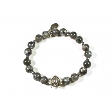 Bracelet Larvikite et Indian Skull