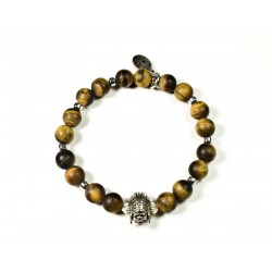 Bracelet matte Tiger Eye and Indian Skull