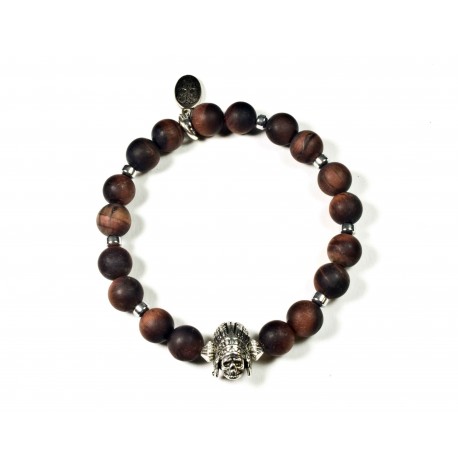 Bracelet Oeil de taureau mat et Indian Skull