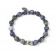 Bracelet en Sodalite mat et tête de mort étain patiné