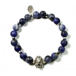 Bracelet Sodalite matt and Indian Skull