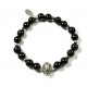 Bracelet Onyx noir brillant et Indian Skull