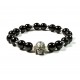 Bracelet Onyx noir brillant et Indian Skull