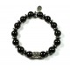 Bracelet Onyx noir brillant et perle ciselée