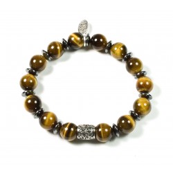 Bracelet tiger eye shiny and chiselled bead