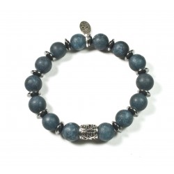 Bracelet matte Malaysian Jade and Chiseled Pearl