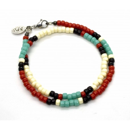 Bracelet double tour Matubo "Native Style" mix colors