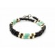 Bracelet double tour Matubo Black & Turquoise