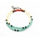 Bracelet double tour Matubo Turquoise, ivoire & rouge