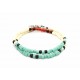 Bracelet double tour Matubo Turquoise, ivoire & rouge