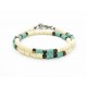 Bracelet double tour Matubo ivoire, turquoise & bronze