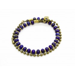 Bracelet double Lapis Lazuli et chaine boule