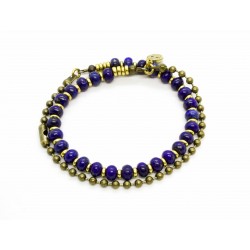Double bracelet Lapis Lazuli and ball chain