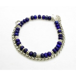 Lapis Lazuli and wheat chain bracelet