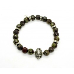 Bracelet Jaspe dragon et Indian skull