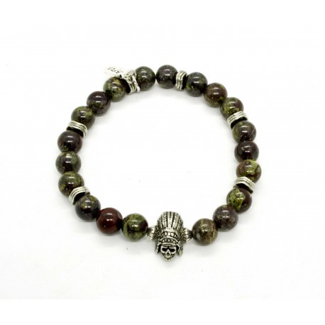 Bracelet Jaspe dragon et Indian skull