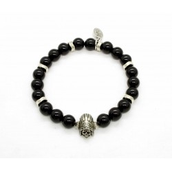 Glossy black Onyx and Indian skull Bracelet