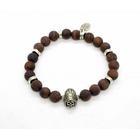 Bracelet Oeil taureau mat et Indian skull