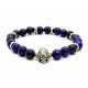 Bracelet Oeil tigre bleu et Indian skull