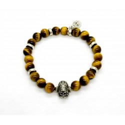 Bracelet Oeil de tigre et Indian skull