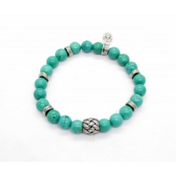 Bracelet Magnesite turquoise et perle tressée