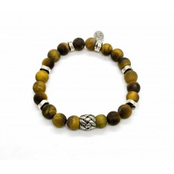 Tiger eye matt and braided bead bracelet