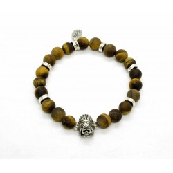Matte Tiger eye and Indian skull Bracelet