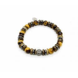 Tiger eye and coconut wood bracelet