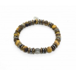 Bracelet Oeil tigre mat et bois de coco