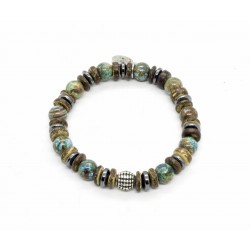 Chrysocolla and coconut wood Bracelet