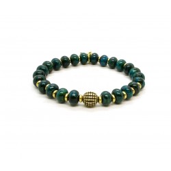 Chrysocolla bead and brass bracelet