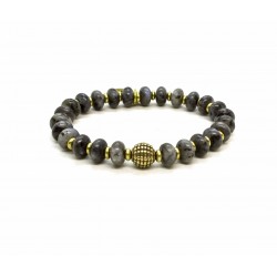 Labradorite bead and brass bracelet