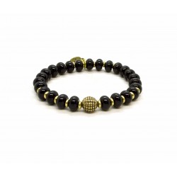 Black Onyx bead and brass bracelet