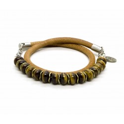 Tiger Eye bead and leather bracelet