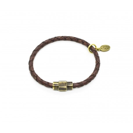 Bracelet cuir tressé Antique Brown