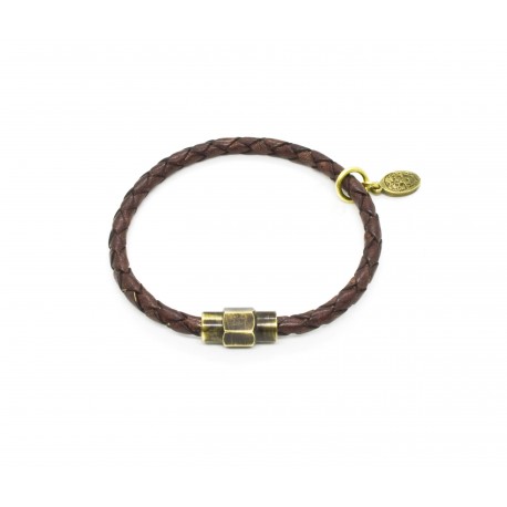 Braided leather bracelet Antique Brown