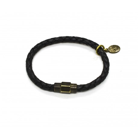 Bracelet cuir tressé noir