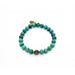 Howlite turquoise bead and brass bracelet - Black Pearl Créations