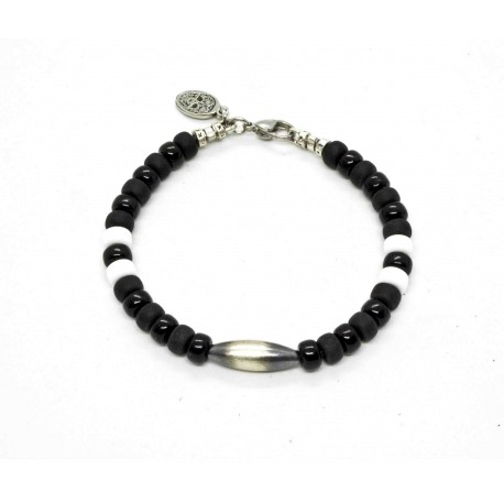 Bracelet Matubo Noir et blanc Navajo