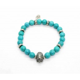 Bracelet Magnesite turquoise et Indian skull