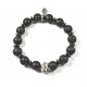 Bracelet Lava Stone and patinated pewter skull