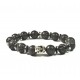 Bracelet Lava Stone and patinated pewter skull