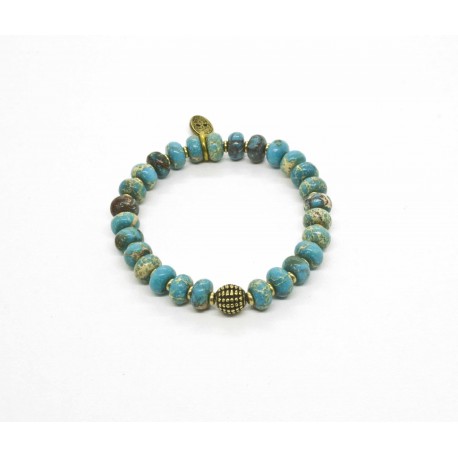 Imperial Jasper bead and brass bracelet
