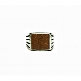 Vintage pewter ring Tiger eye sand