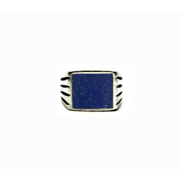 Vintage pewter ring Lapis Lazuli sand
