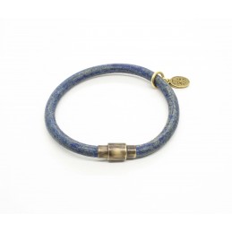 Round leather bracelet blue