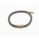 Black round leather bracelet