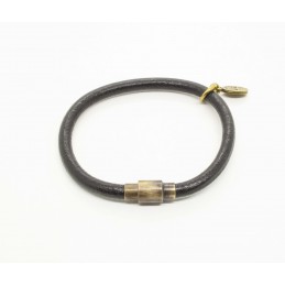 Black round leather bracelet