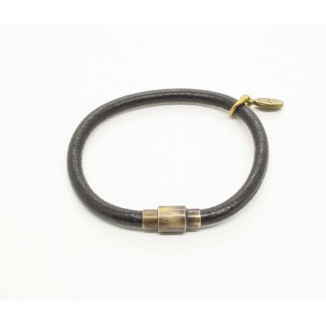 Black round leather bracelet